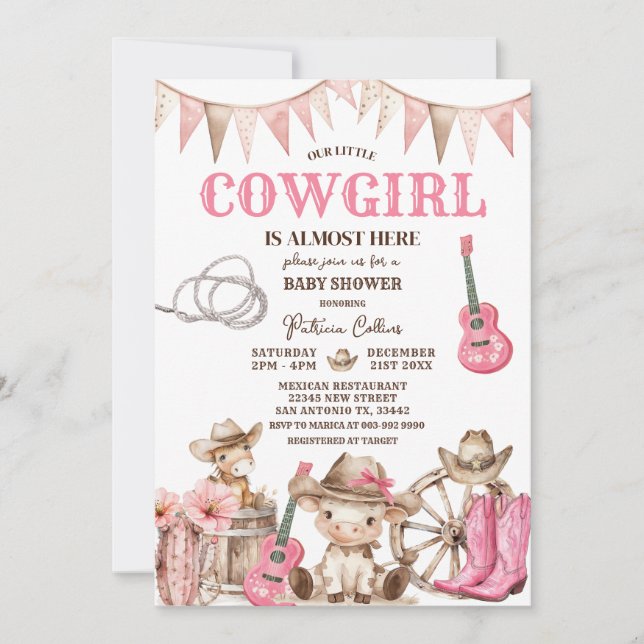 Our Little Cowgirl Wild West Baby Shower Invitation (Front)