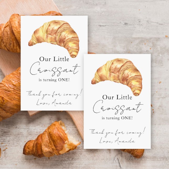 Our Little Croissant 1st Birthday Thank you Card (Creator Uploaded)