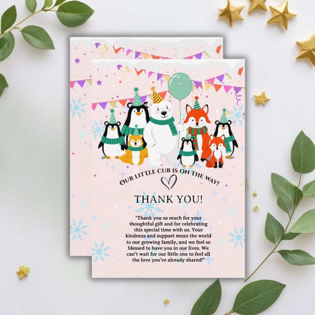 Our Little Cub | Arctic Animals Baby Shower Thank You Card (Creator Uploaded)