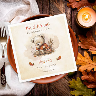 Our Little Cub Fall Teddy Bear Baby Shower Napkin