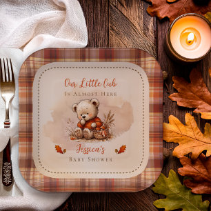 Our Little Cub Fall Teddy Bear Baby Shower Paper Plate