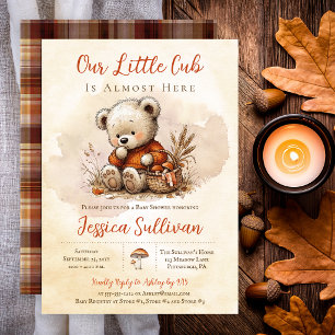 Our Little Cub Teddy Bear Fall Baby Shower Invitation