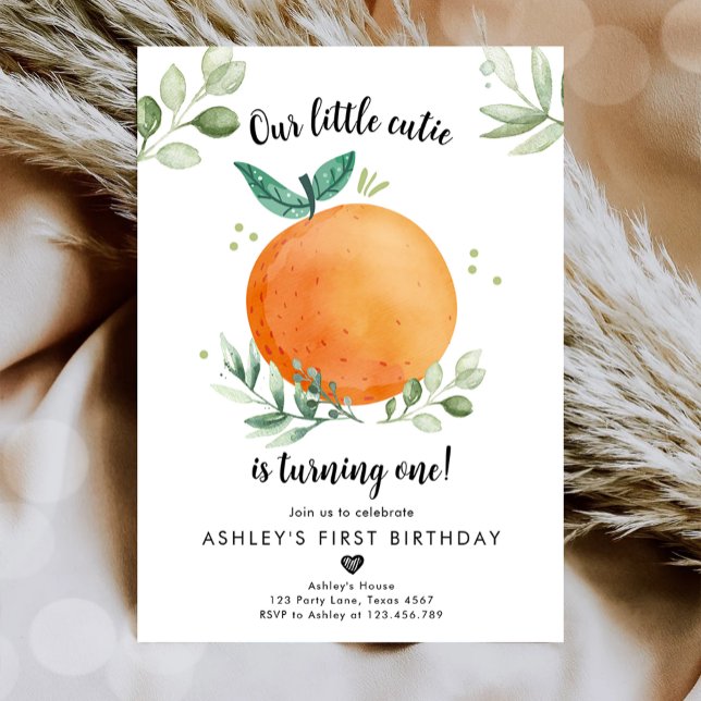Our Little Cutie Clementine Orange First Birthday Invitation (Creator Uploaded)
