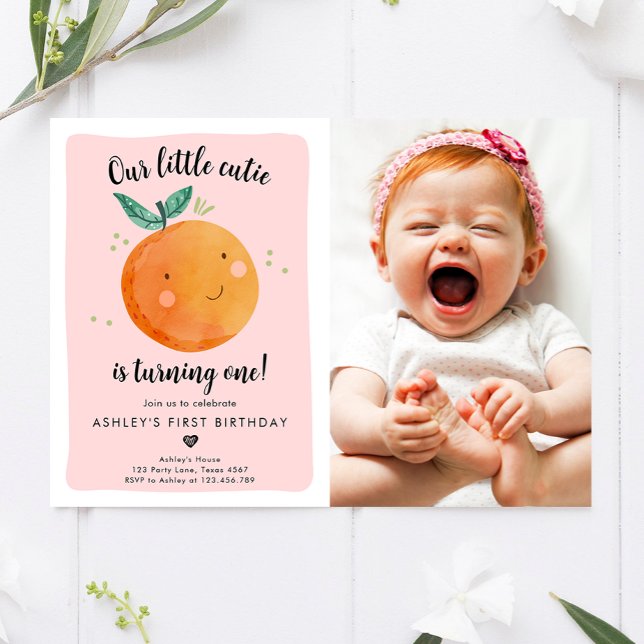 Our Little Cutie Clementine Orange First Birthday Invitation (Creator Uploaded)