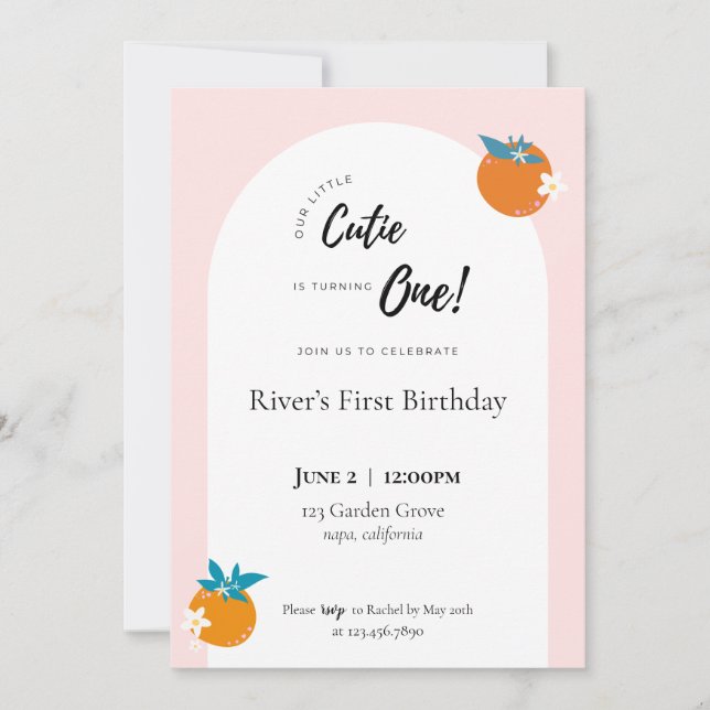 Our Little Cutie First Birthday Invitation (Front)