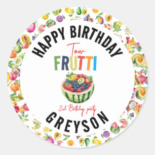 Our little cutie fruitt 2nd Birthday Party Classic Round Sticker