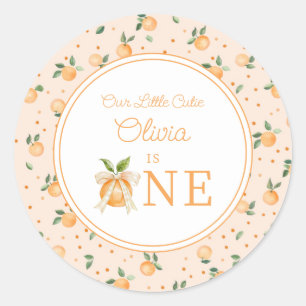 Our Little Cutie Is One First Birthday Classic Round Sticker