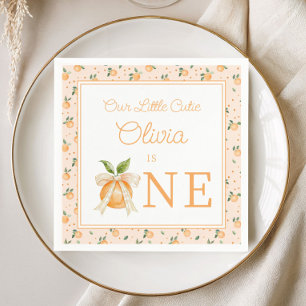 Our Little Cutie Is One First Birthday Napkin