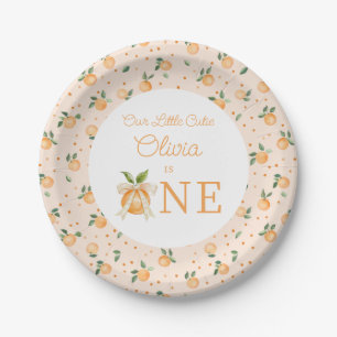 Our Little Cutie Is One First Birthday Paper Plate