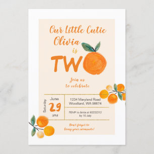 Our Little Cutie is Two BIrthday Invitation