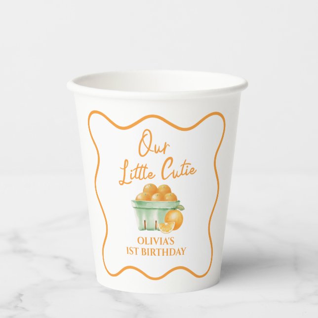 Our Little cutie orange birthday Paper Cups (Front)