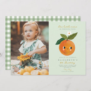 Our Little Cutie Orange First Birthday Photo Invitation