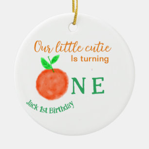 Our little cutie orange one birthday citrus fruit ceramic tree decoration