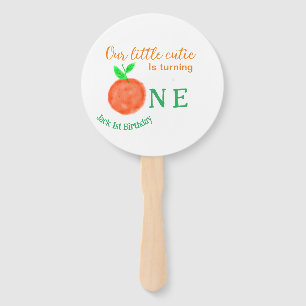 Our little cutie orange one birthday citrus fruit  hand fan