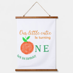 Our little cutie orange one birthday citrus fruit hanging tapestry