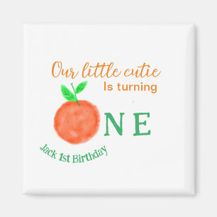 Our little cutie orange one birthday citrus fruit  magnet
