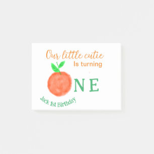 Our little cutie orange one birthday citrus fruit post-it notes