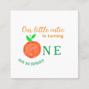 Our little cutie orange one birthday citrus fruit square business card