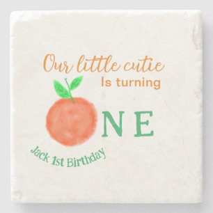 Our little cutie orange one birthday citrus fruit stone coaster