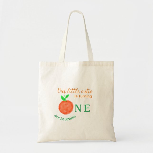 Our little cutie orange one birthday citrus fruit  tote bag (Front)