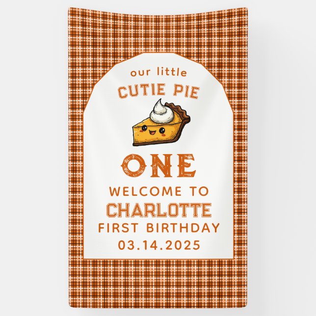 Our Little Cutie Pi Day 1st Birthday Banner (Vertical)