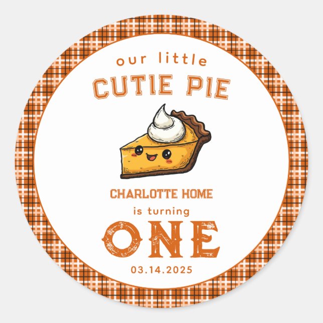 Our Little Cutie Pi Day 1st Birthday Classic Round Sticker (Front)