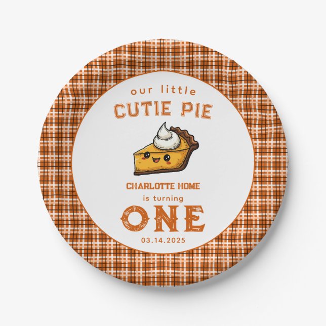 Our Little Cutie Pi Day 1st Birthday Paper Plate (Front)