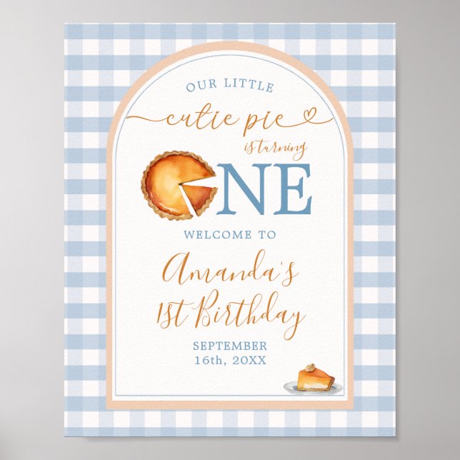 Our little Cutie Pie One 1st Birthday Welcome Sign (Front)