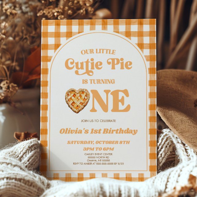 Our Little Cutie Pie Retro 1st Birthday Party Invitation (Creator Uploaded)