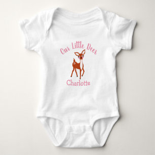 Our Little Deer Cute Pink Personalised Baby Bodysuit