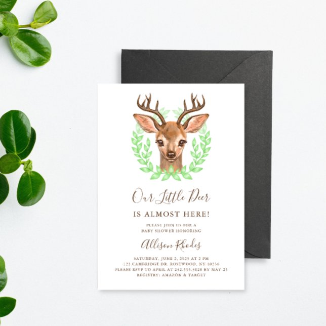 Our Little Deer Woodland Baby Shower Invitation (Creator Uploaded)