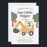 Our Little Digger Is Turning Three Birthday Party Invitation<br><div class="desc">Our Little Digger Is Turning Three Birthday Party Invitation
Celebrate your little digger with this design featuring a construction theme.</div>