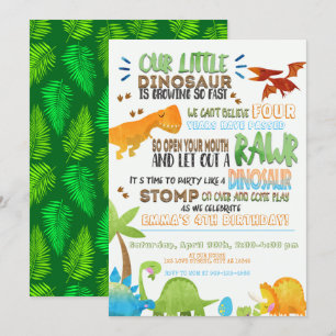 Our Little Dinosaur Kids Birthday Invitation