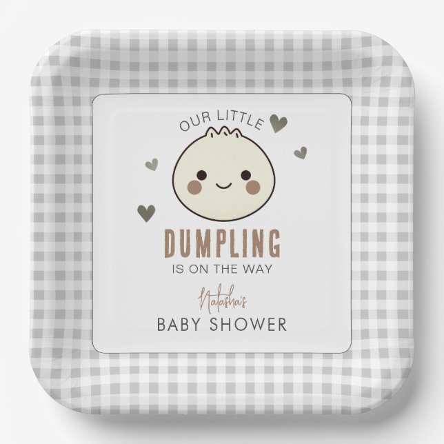 Our Little Dumpling Gender Neutral Baby Shower Paper Plate (Front)