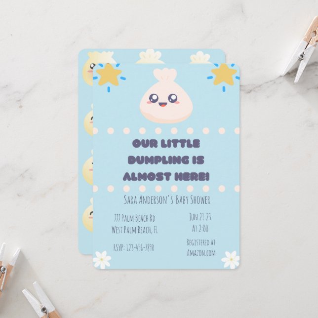 Our Little Dumpling is Almost Here Baby shower Inv Invitation (Front/Back In Situ)