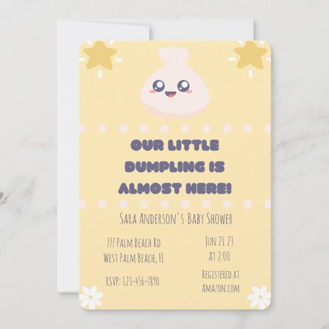 Our Little Dumpling is Almost Here Baby shower Inv Invitation (Front)