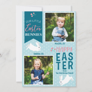 "Our little Easter Bunnies" Easter 2 Photo Bunnies Holiday Card