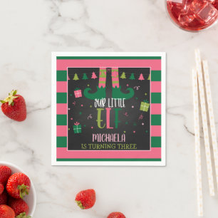 Our Little Elf Birthday Party Napkins - Girl Blk