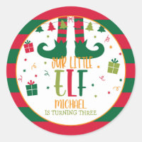 Our Little Elf Birthday Party Sticker - WH