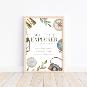 Our Little Explorer   Adventure Awaits Baby Shower Poster