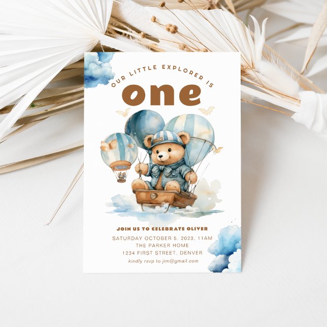 Our Little Explorer Bear Theme Party Invite (Creator Uploaded)