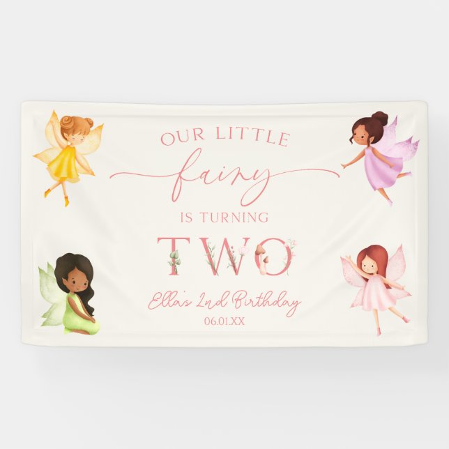 Our Little Fairy Enchanted 2nd Birthday Party Banner (Horizontal)
