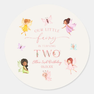 Our Little Fairy Enchanted 2nd Birthday Party Classic Round Sticker