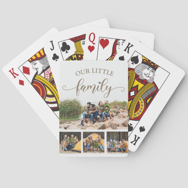 Our Little Family 4 Photo Collage Playing Cards (Back)