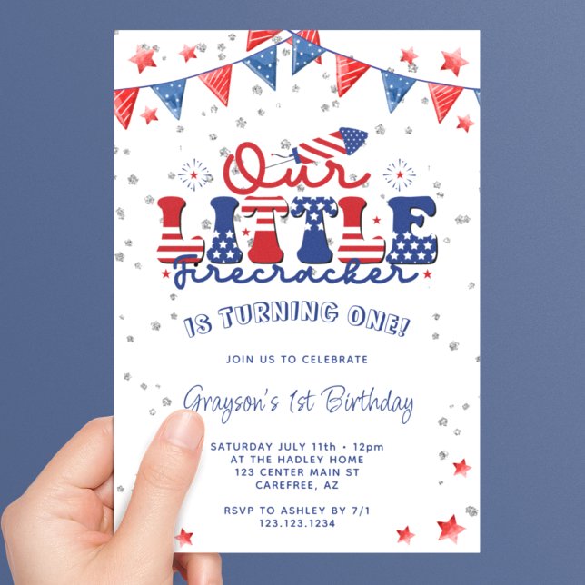 Our Little Firecracker 1st Birthday Invitation (Creator Uploaded)
