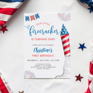 Our Little Firecracker 1st Birthday Invitation