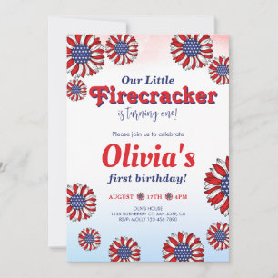 Our Little Firecracker 1st birthday Invitation