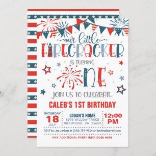 Our Little Firecracker 1st Birthday Invitation