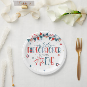 Our Little Firecracker 1st Birthday (no border) Paper Plate