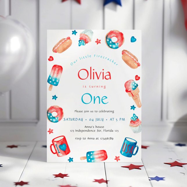 Our Little Firecracker 1st Birthday Party  Invitation (Creator Uploaded)